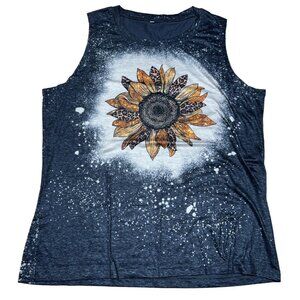 Sunflower Graphic Womens Sleeveless Tank Top XL Polyester/Spandex Blend